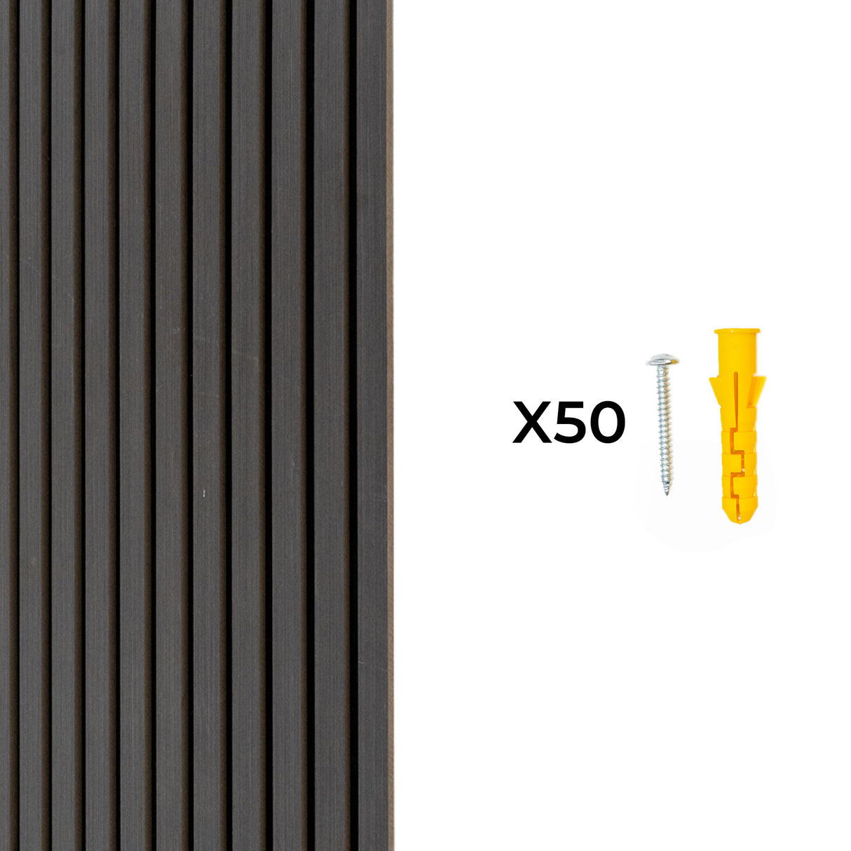 Coppia di Pannelli Fonoassorbenti con Doghe - Grigio Antracite