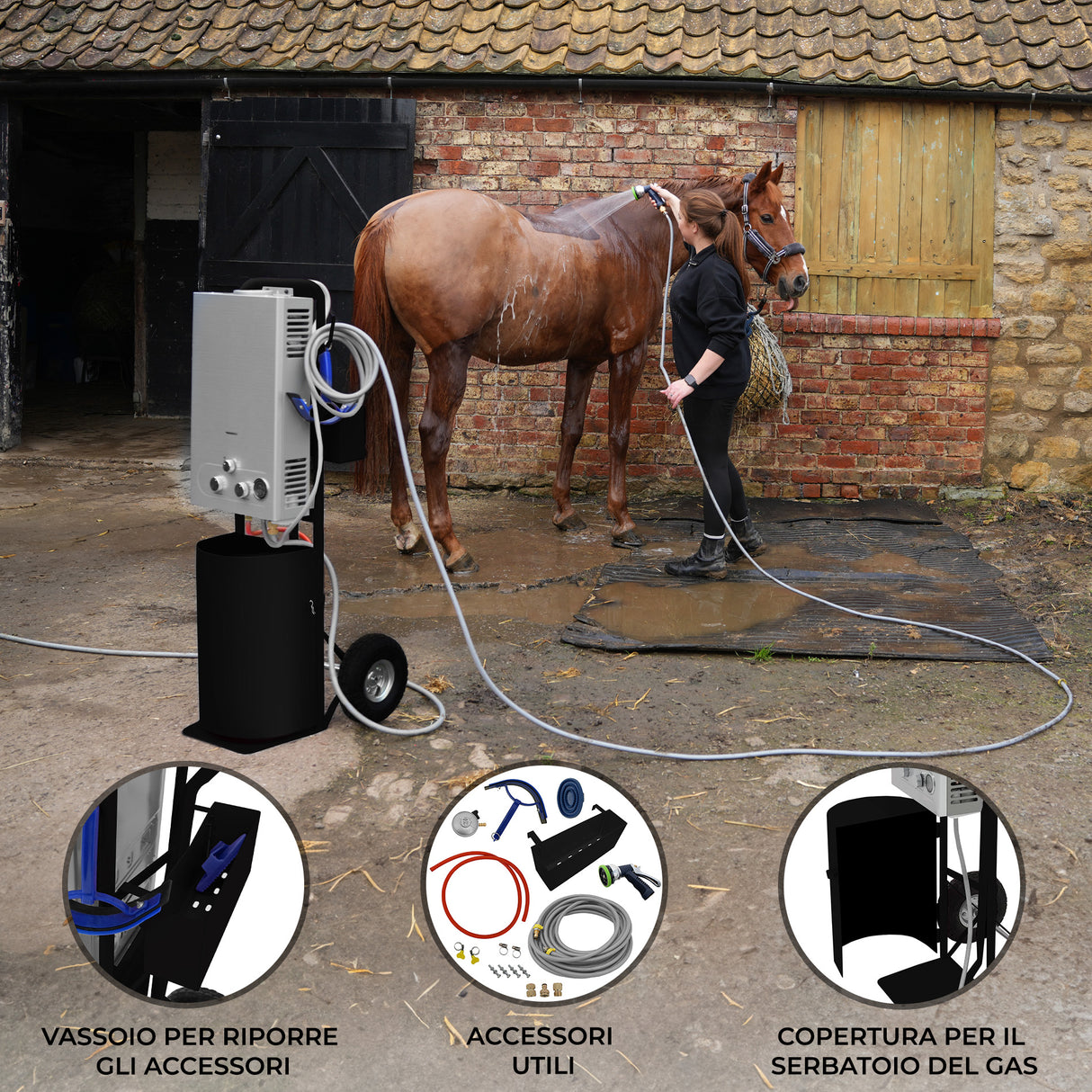 Doccia per Cavalli Portatile - Nero