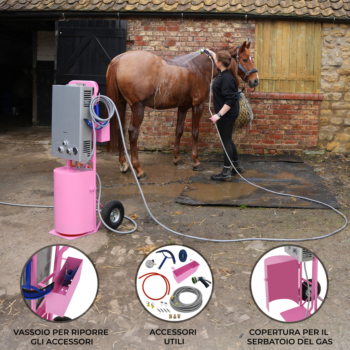 Doccia per Cavalli Portatile - Rosa