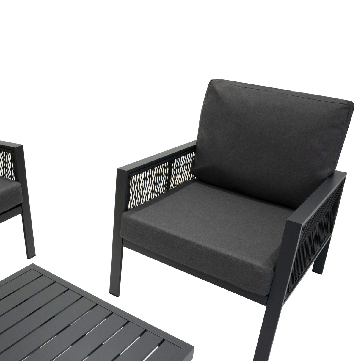 Set Divano da Giardino 4 Pezzi in Alluminio – Grigio Antracite