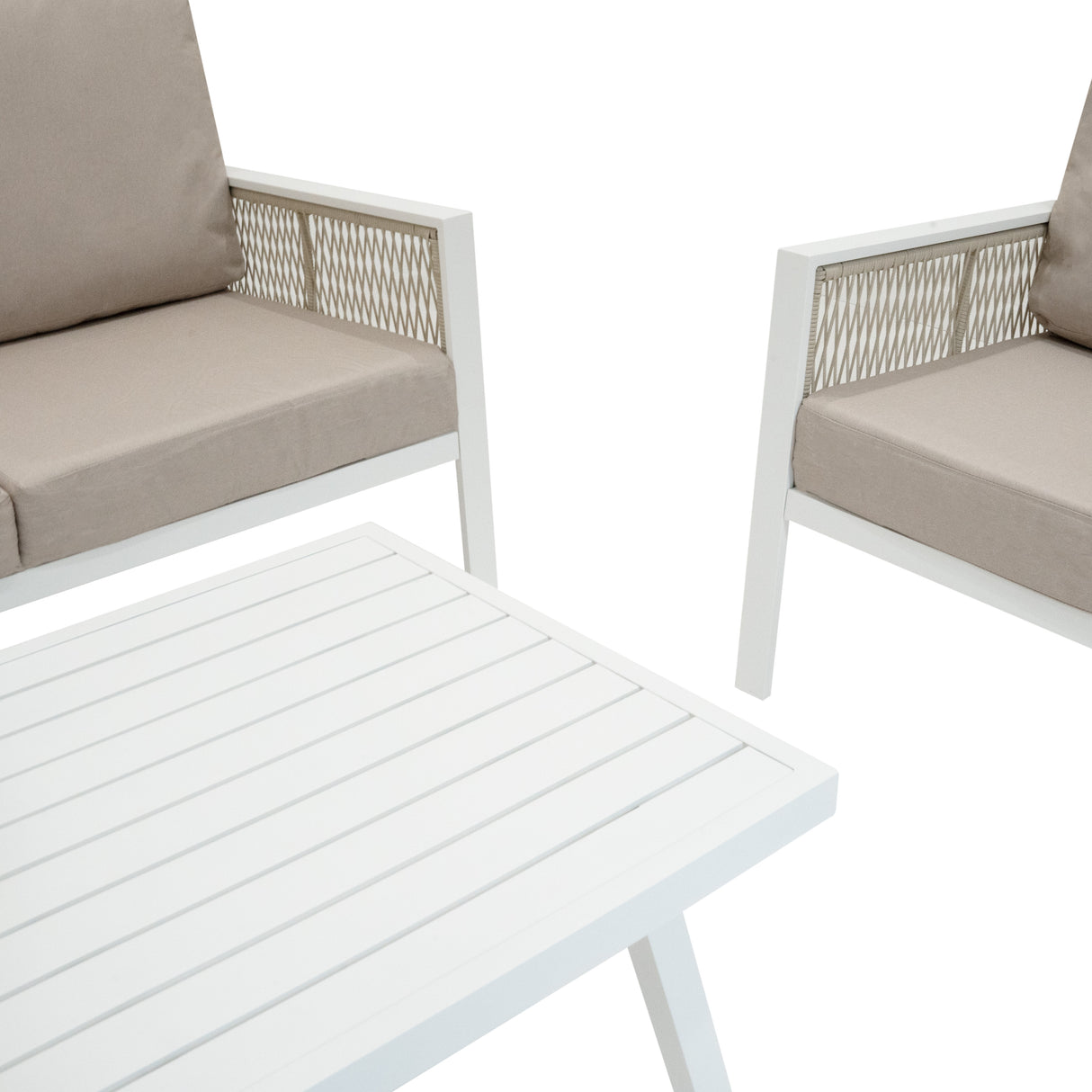 Set Divano da Giardino 4 Pezzi in Alluminio – Bianco