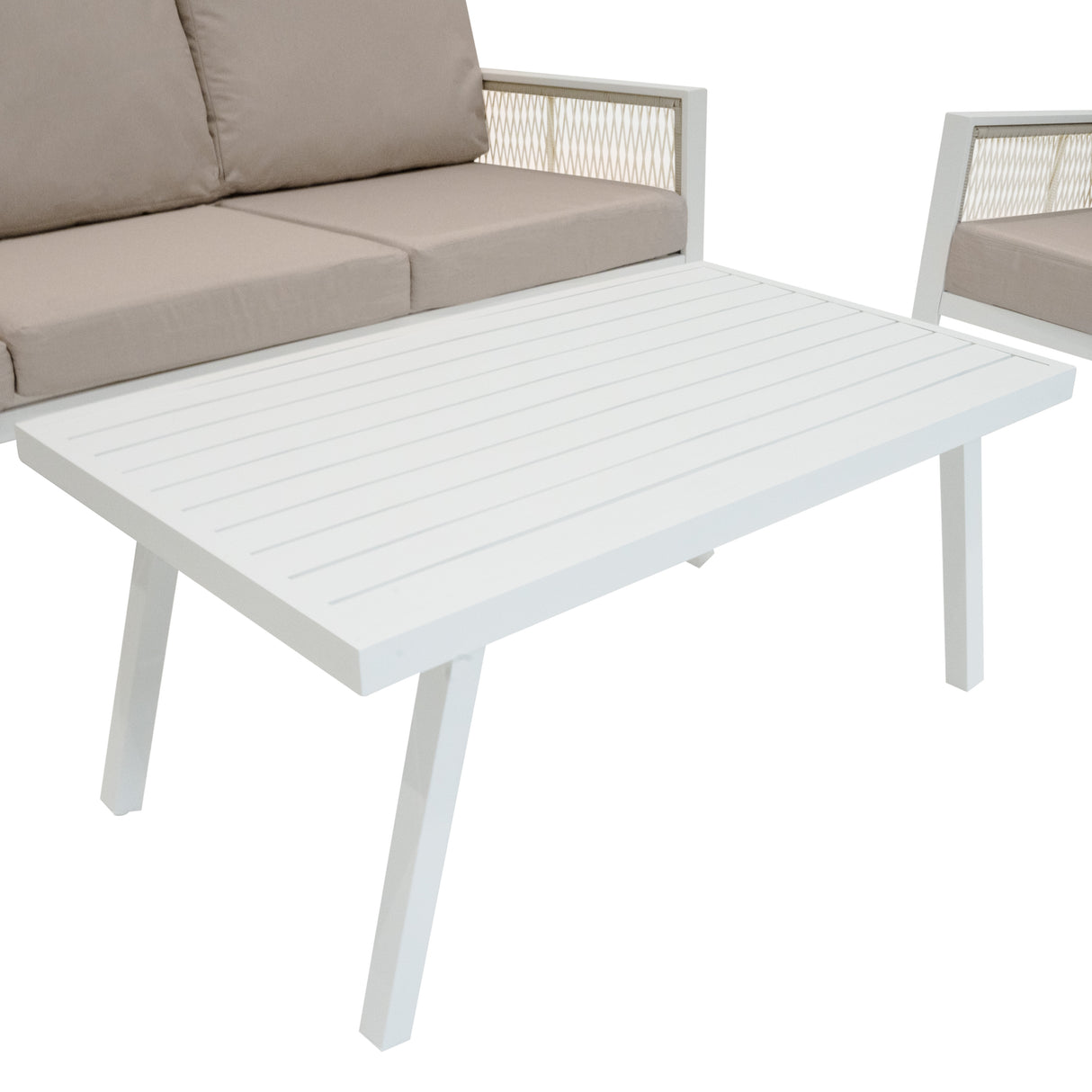 Set Divano da Giardino 4 Pezzi in Alluminio – Bianco