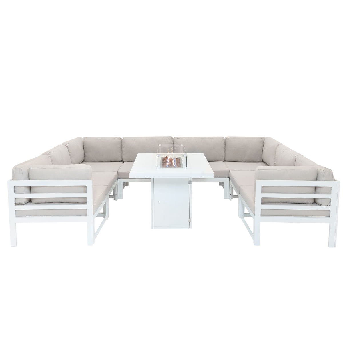 Set di Mobili da Giardino Modulari con Tavolo Braciere - Bianco