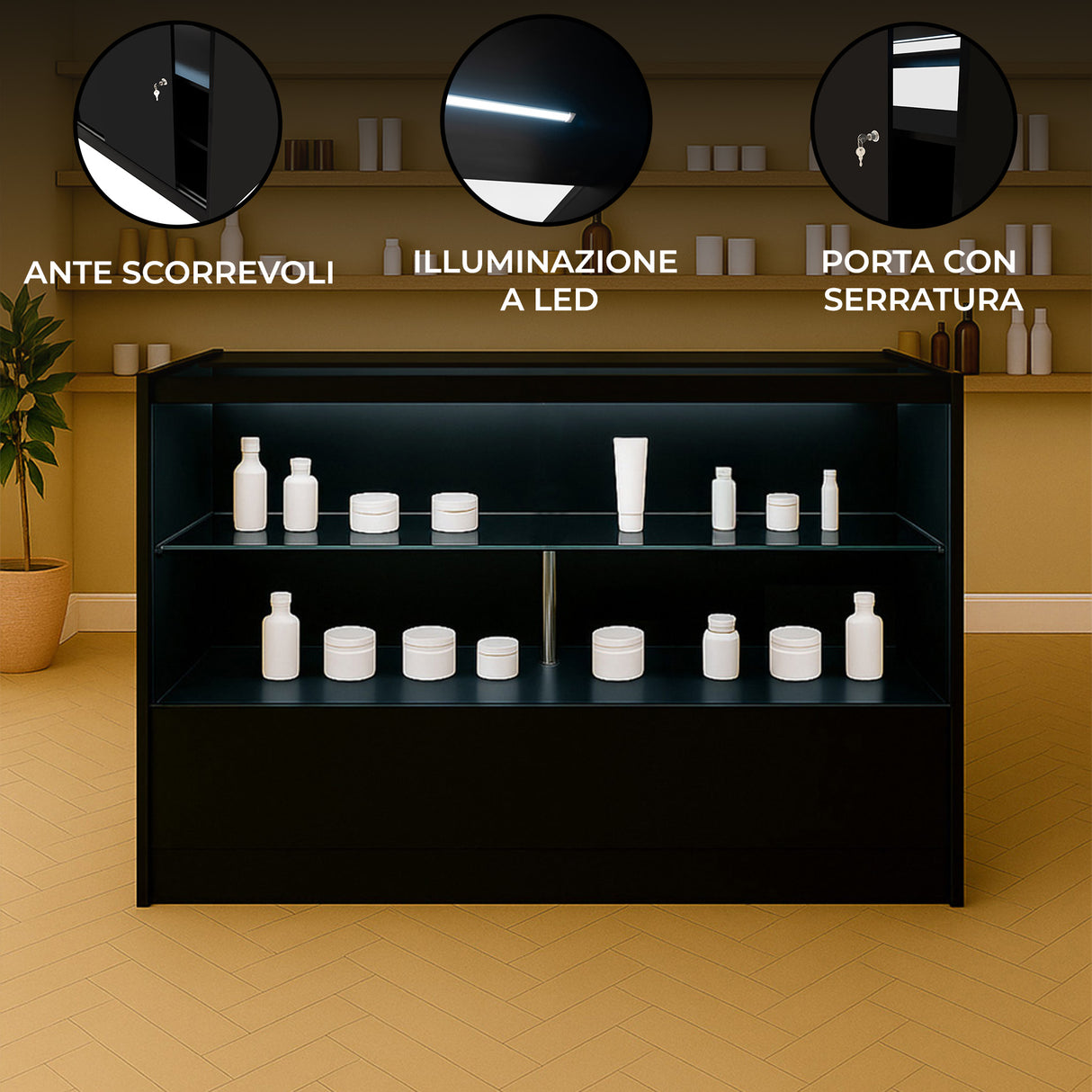 Bancone da Negozio LED C1500 – Nero