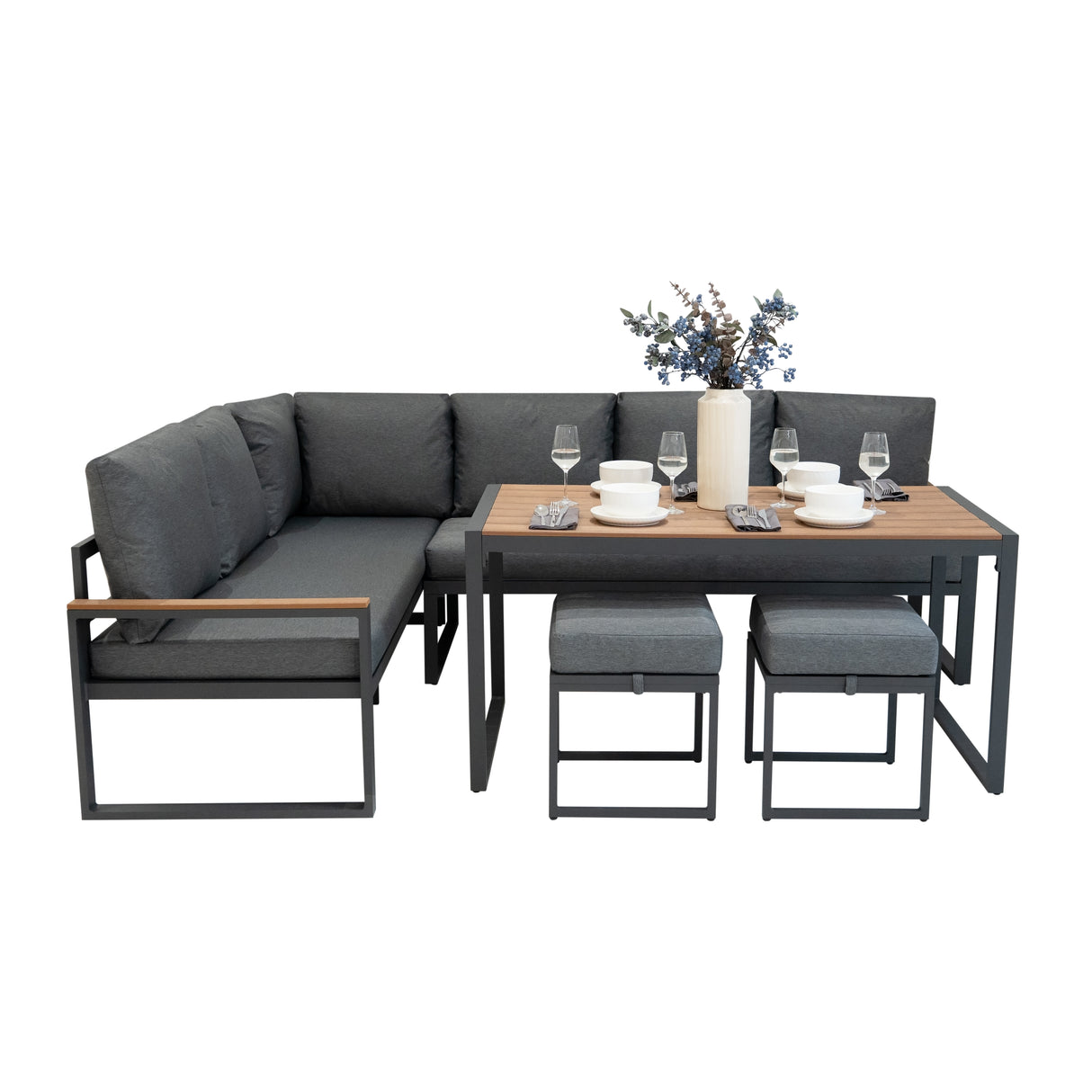 Set Divano Angolare in Alluminio - Effetto Legno