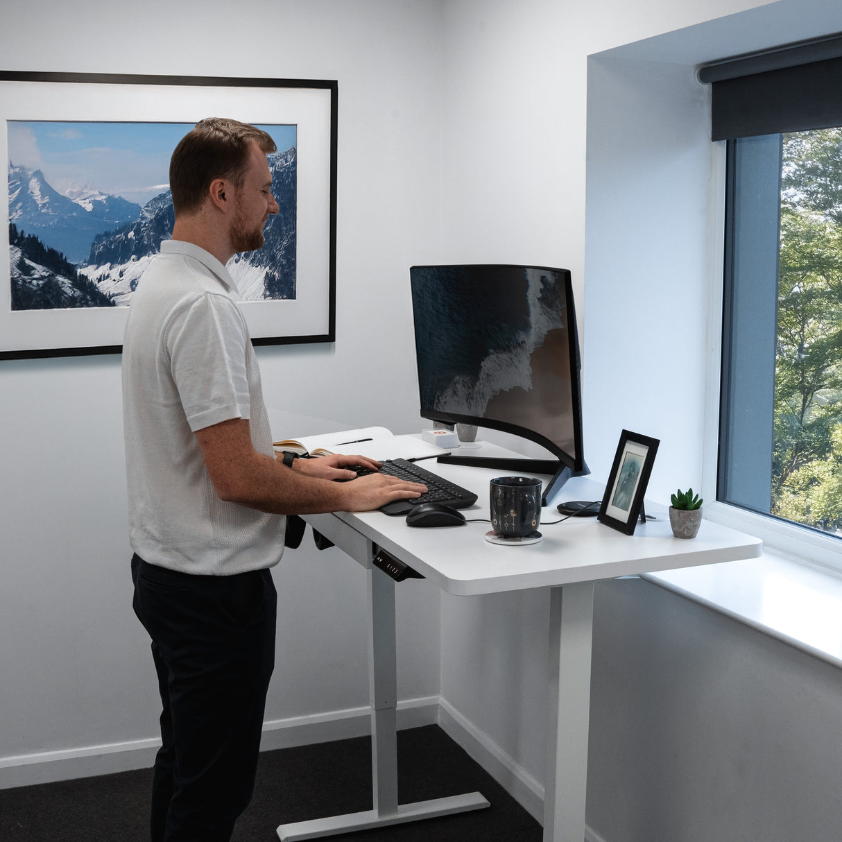 Scrivania Elettrica Regolabile con Cassetto - 120cm x 60cm