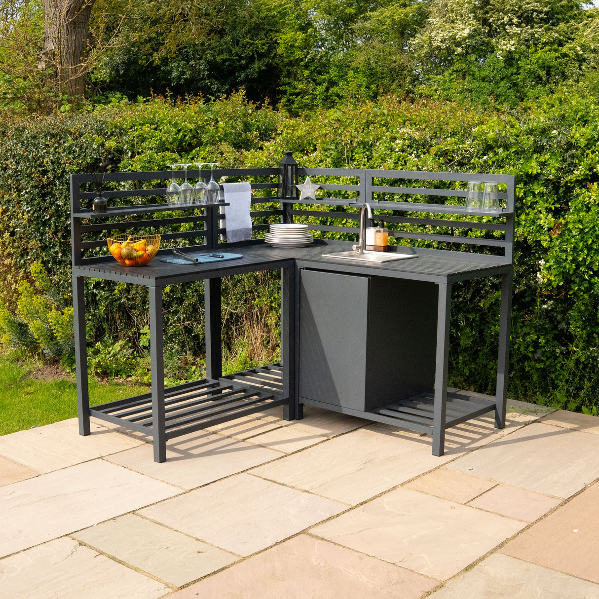 Set Cucina da Esterno in Alluminio 3 Pezzi