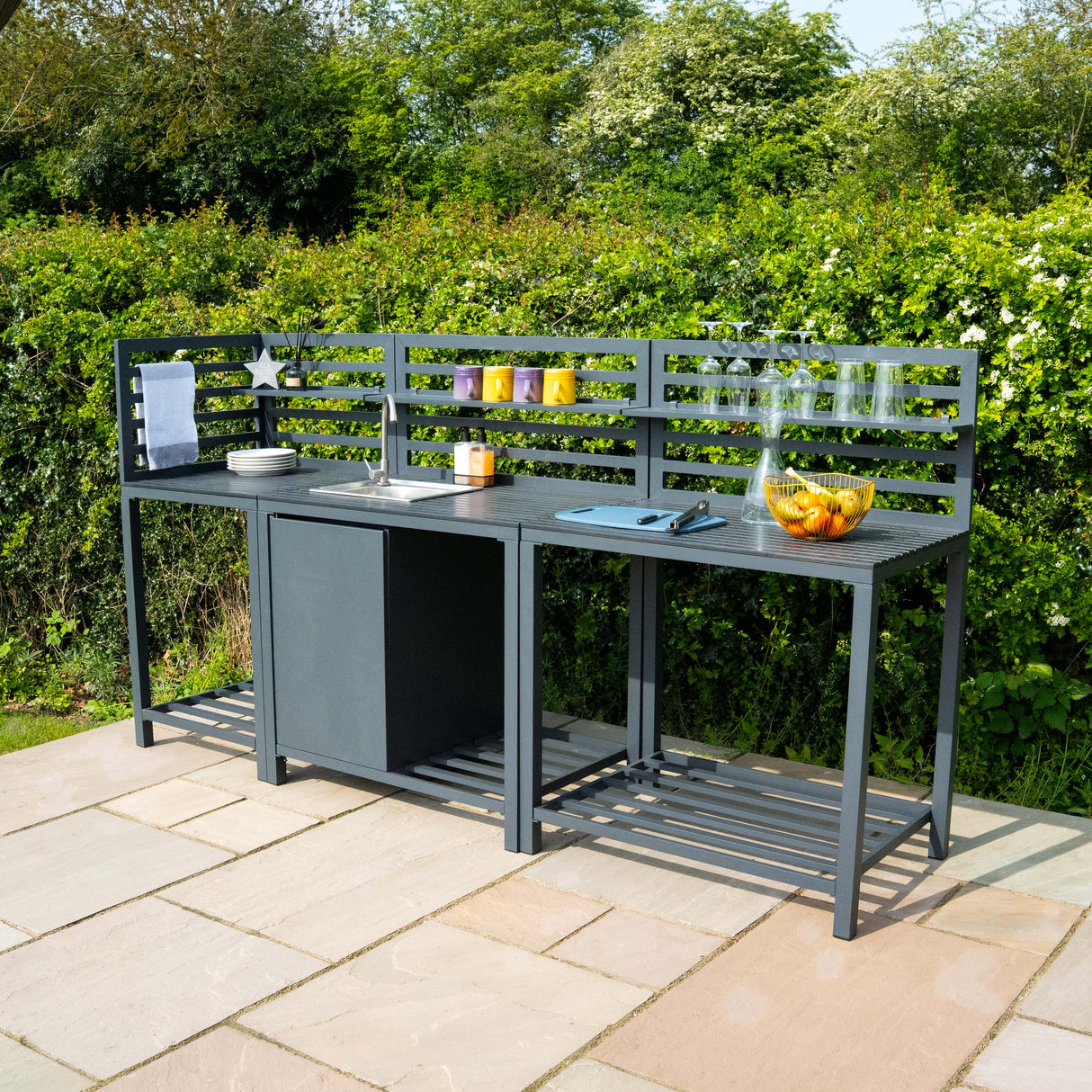 Set Cucina da Esterno in Alluminio 3 Pezzi