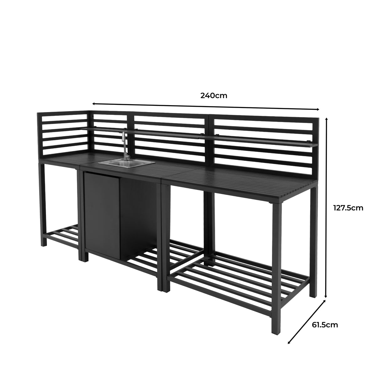 Set Cucina da Esterno in Alluminio 3 Pezzi