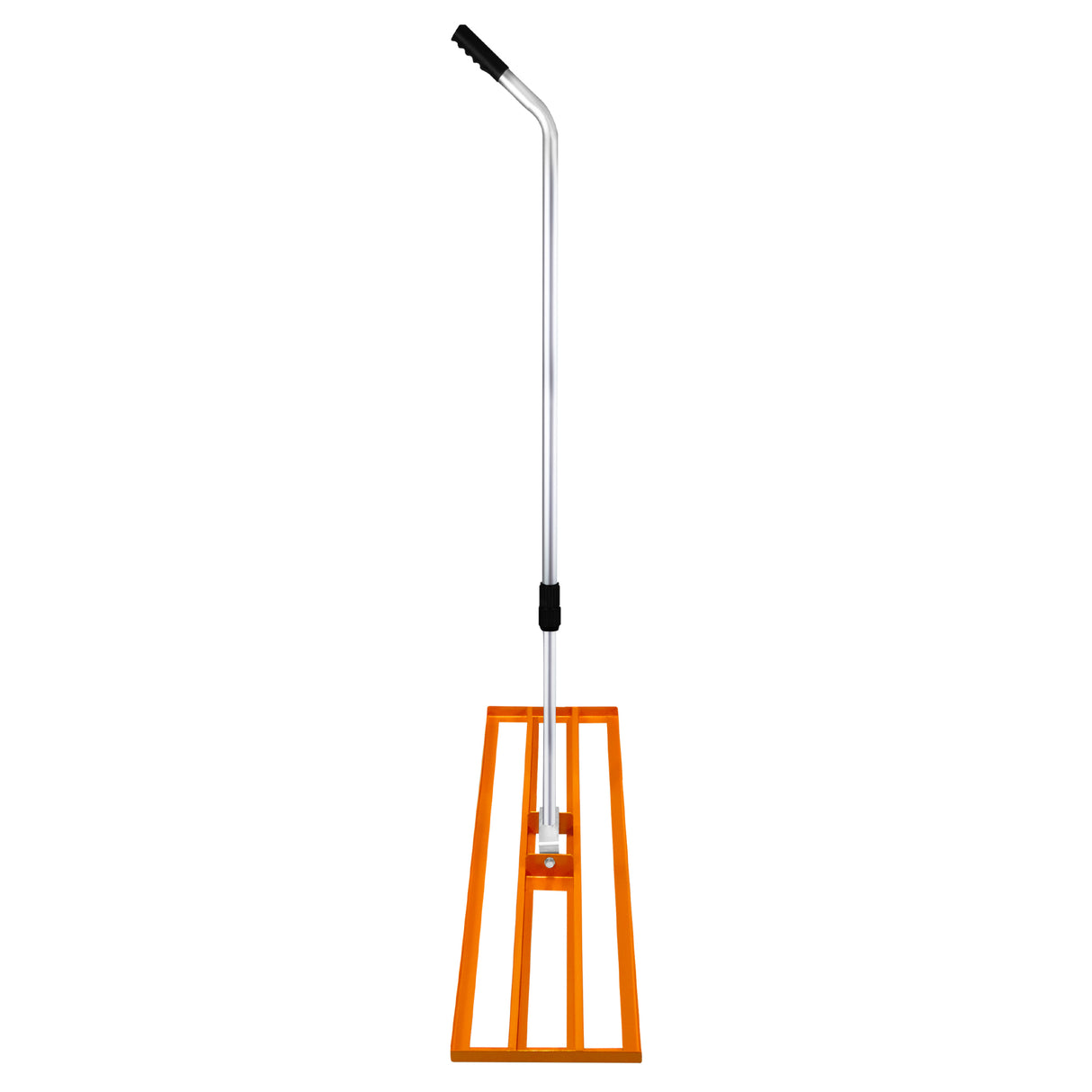 Spargitore rotante e livella prato da 100 cm, struttura arancione con manico in metallo, design ergonomico e resistente per un prato perfetto