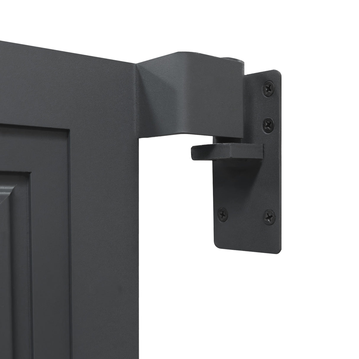 Porta da giardino in pannello ecolegno grigio, con finitura liscia e dettagli moderni, adatta per esterni e giardini eleganti