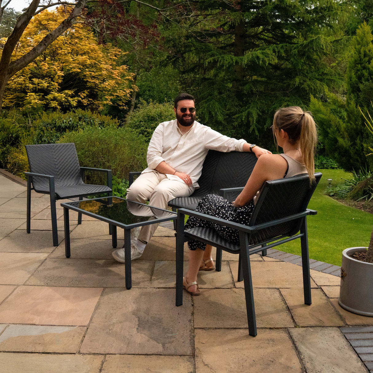 Set Mobili da Giardino in Rattan – 4 Pezzi – Nero