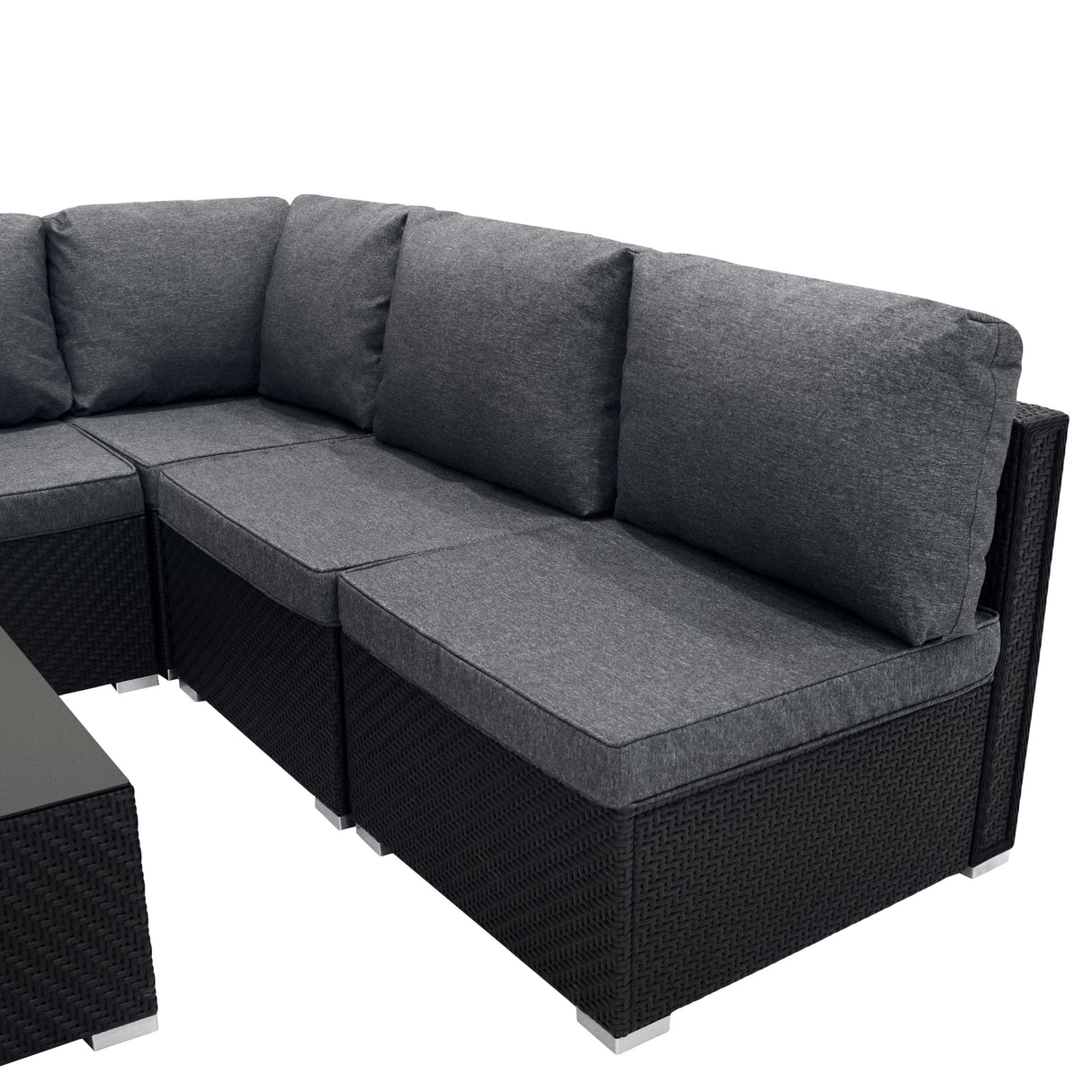 Set Mobili da Giardino 7 Pezzi in Rattan Nero