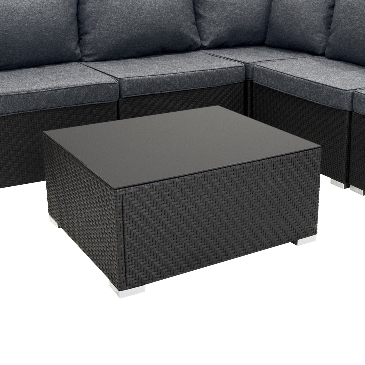 Set Mobili da Giardino 7 Pezzi in Rattan Nero