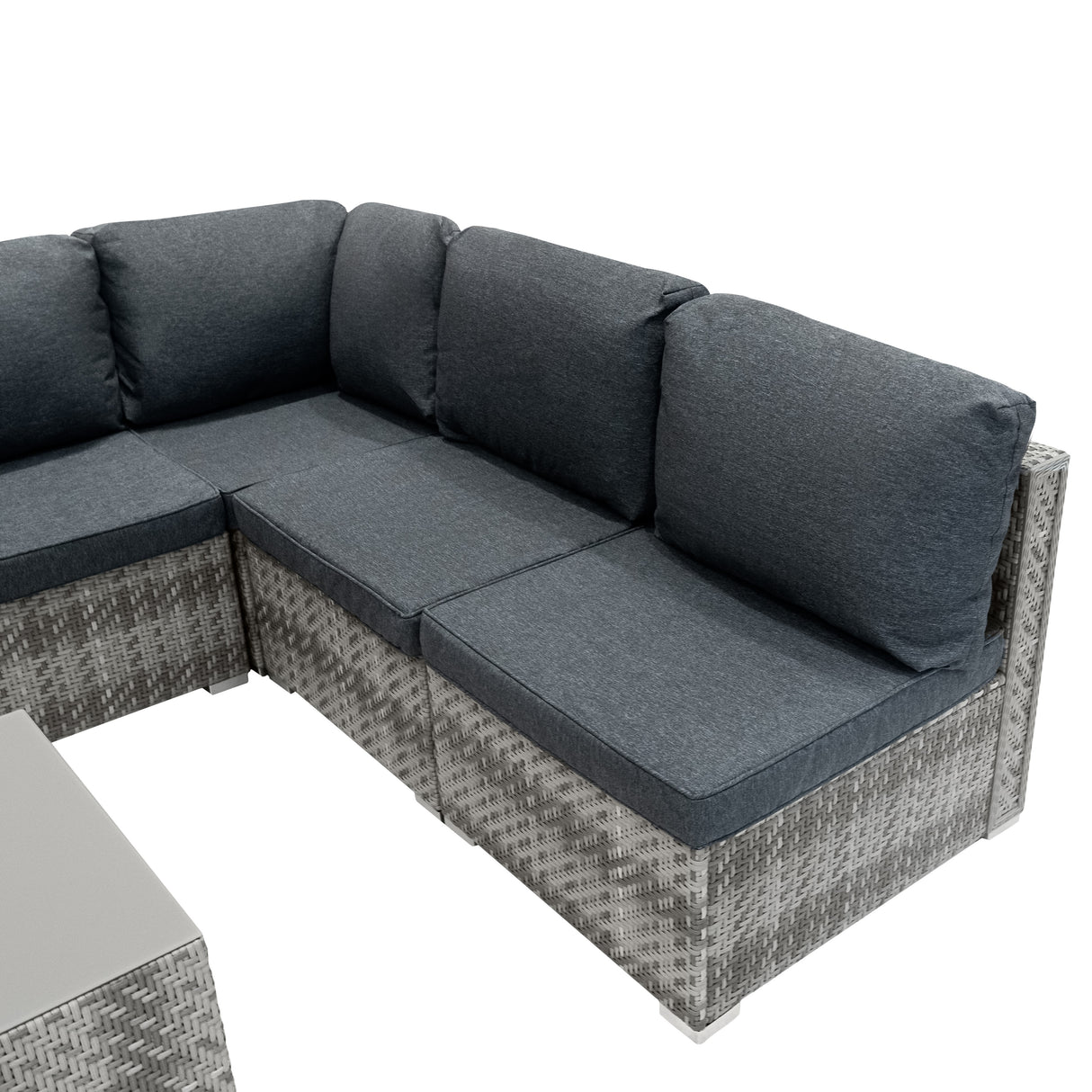 Set Mobili da Giardino 7 Pezzi in Rattan Grigio