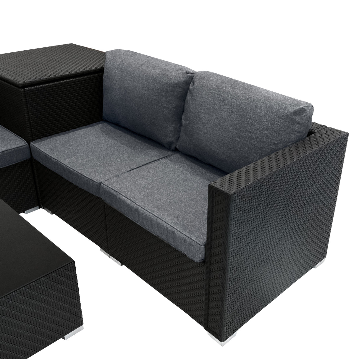 Set Mobili da Giardino 6 Pezzi in Rattan Nero
