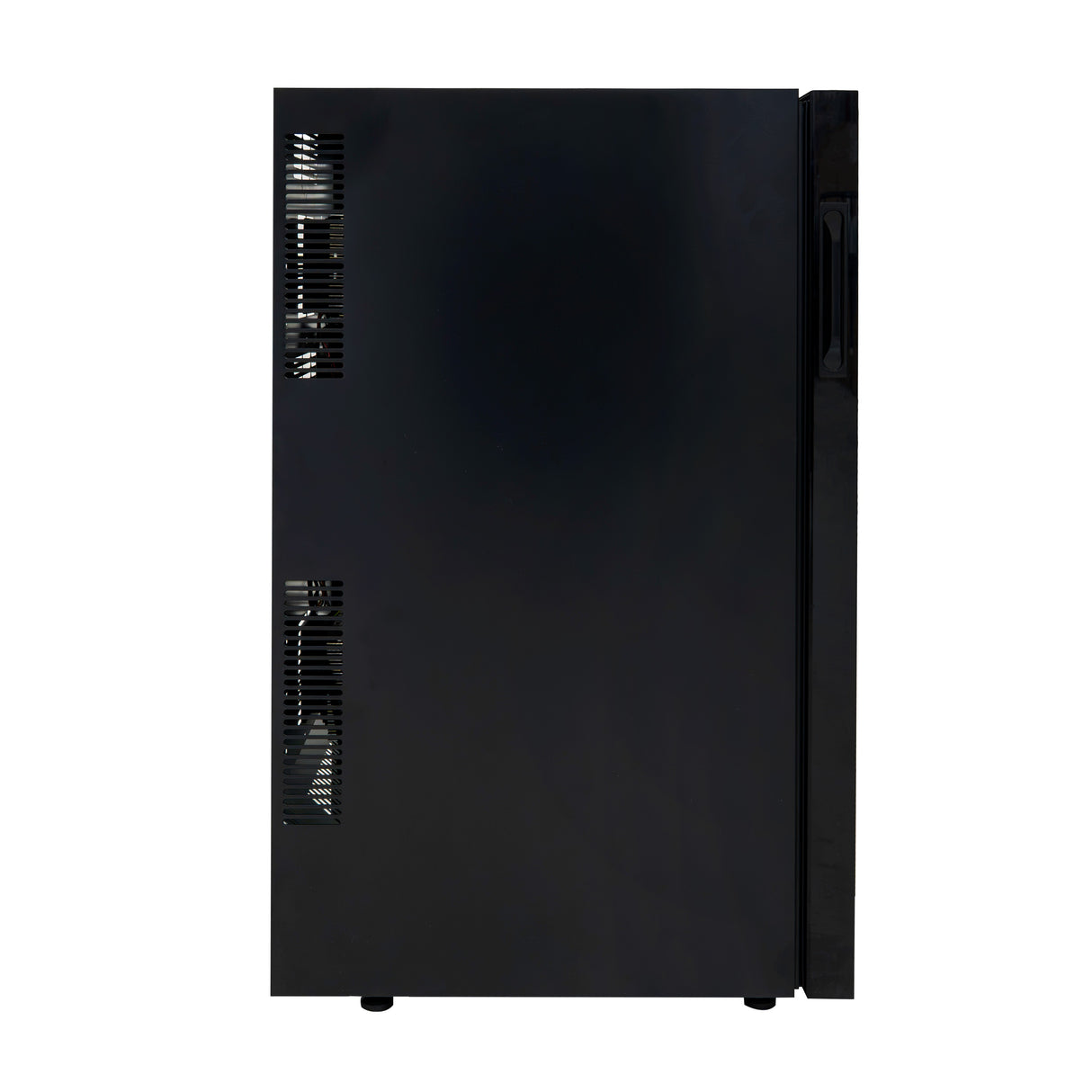 Cantinetta frigo per vino Oriva, design elegante in nero lucido, con luci LED multicolore e ventilazione laterale per una freschezza ottimale