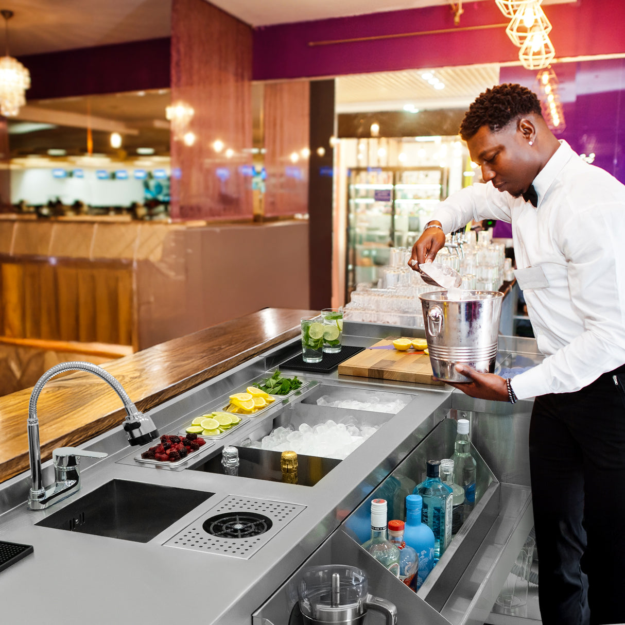 Postazione Deluxe da Cocktail Modulare con Pozzo Ghiaccio