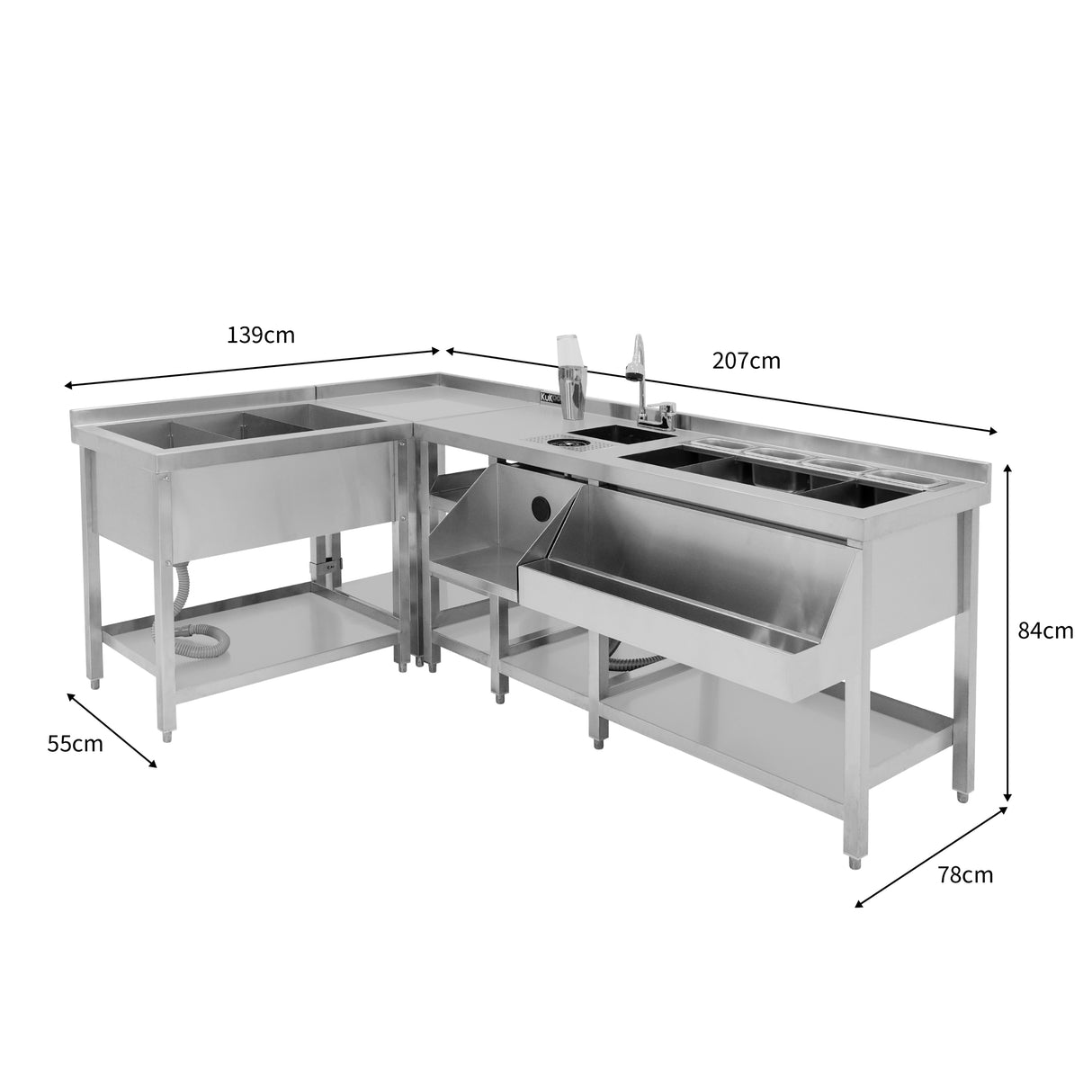 Postazione Deluxe da Cocktail Modulare con Pozzo Ghiaccio