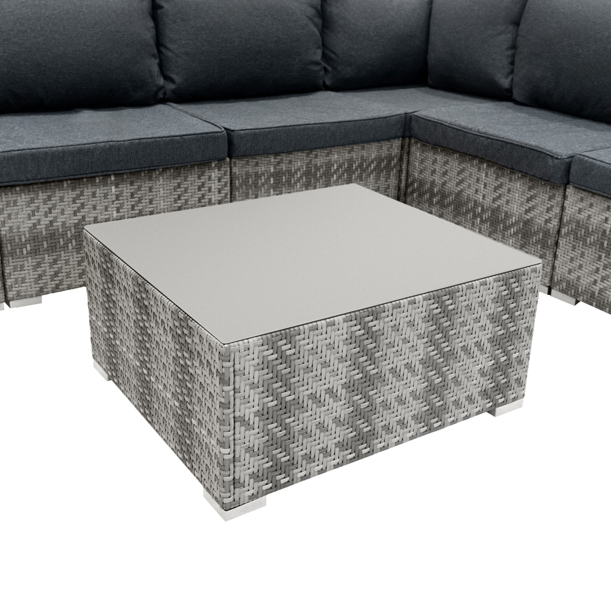 Set Divani Rattan 7 Pezzi con Tavolino & Baule 700L da Giardino - Grigio