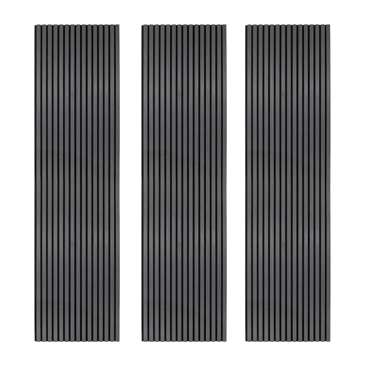 Tre Pannelli Fonoassorbenti con Doghe - Grigio Antracite