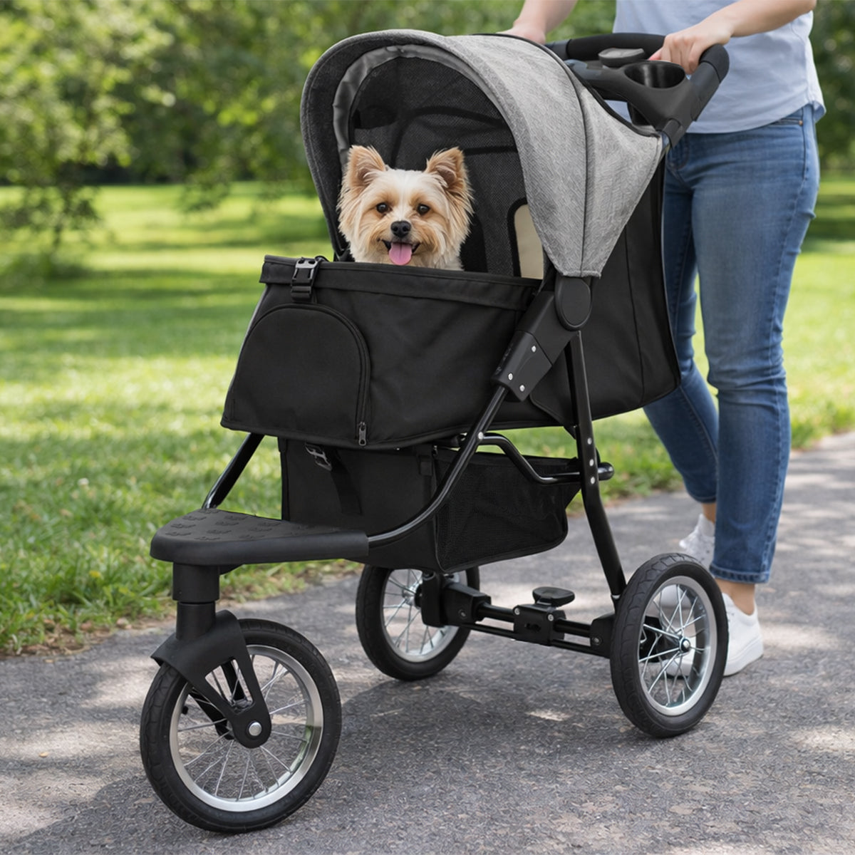 Passeggino Jogger per Animali Pieghevole - Grigio