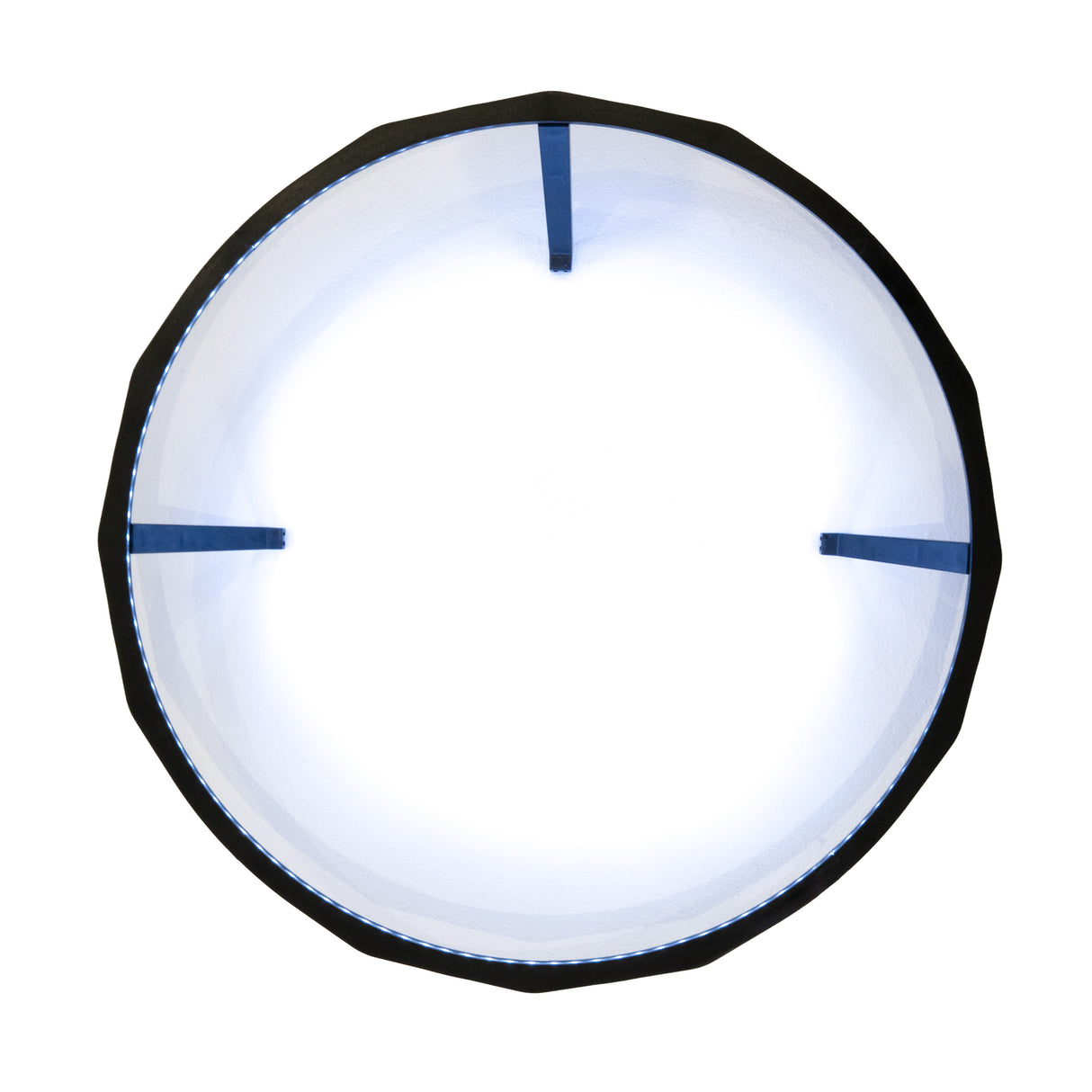 Anello LED per bersaglio freccette, illuminazione bianca a 360°, bordo nero e strisce blu, design circolare e moderno