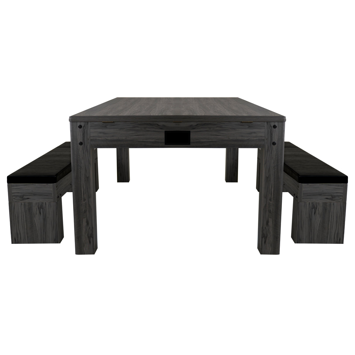 Tavolo giochi 7-in-1 grigio con due panche contenitore, design moderno, superficie liscia e finitura effetto legno elegante