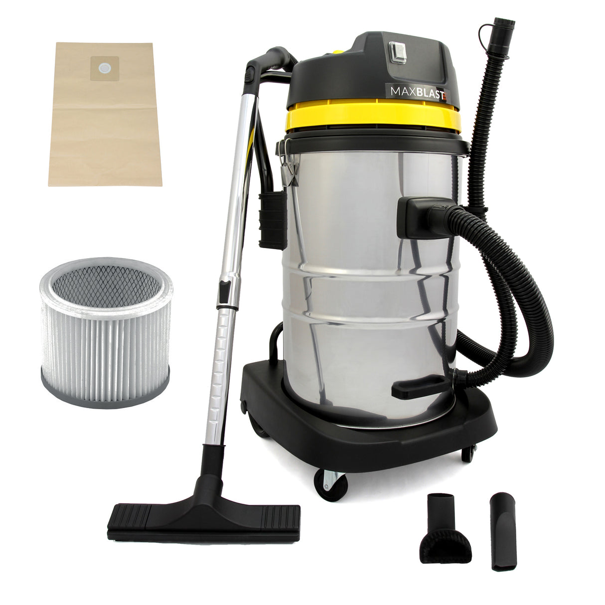 Aspiratore Industriale 50L Solidi e Liquidi con Kit Tubi Pulizia Grondaie