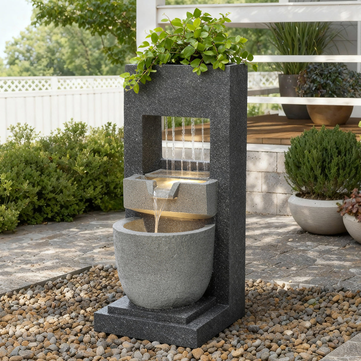 Fontana da Giardino Elettrica LED Pompa Cascade Springs
