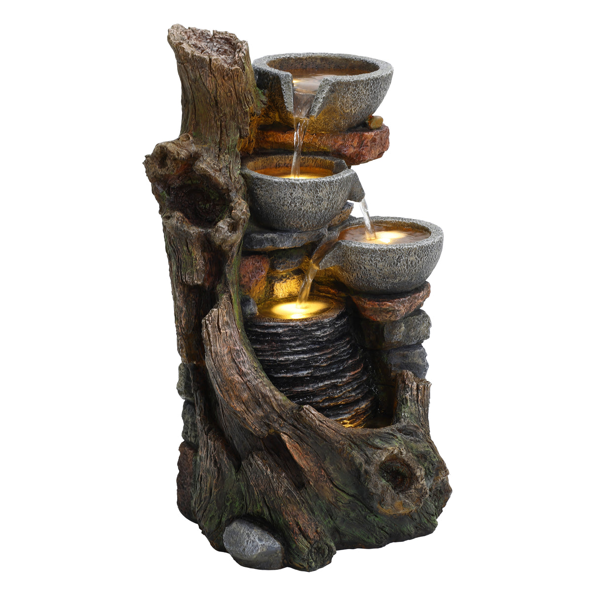 Fontana da Giardino Elettrica Cascata LED Pompa Rustic Brook