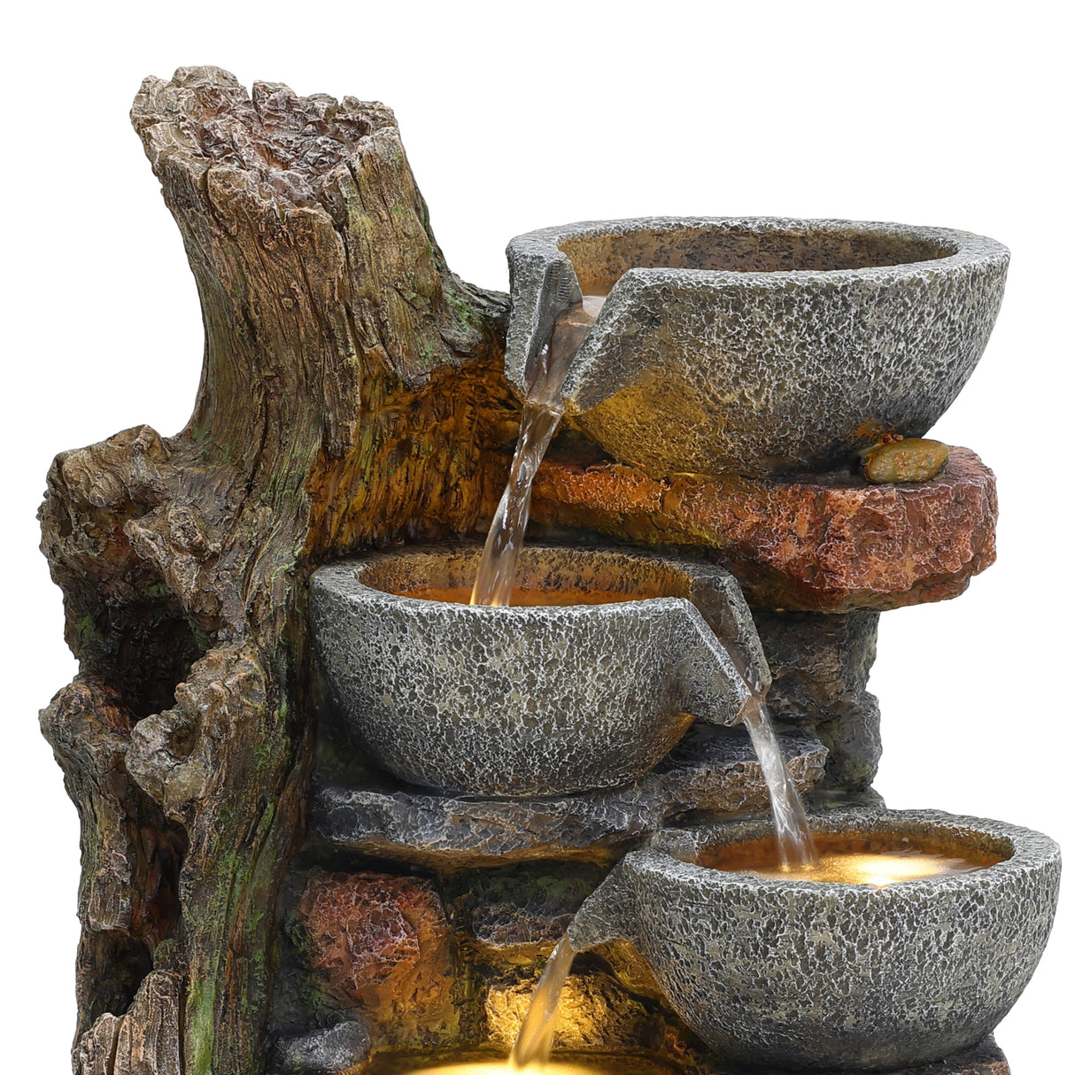 Fontana da Giardino Elettrica Cascata LED Pompa Rustic Brook