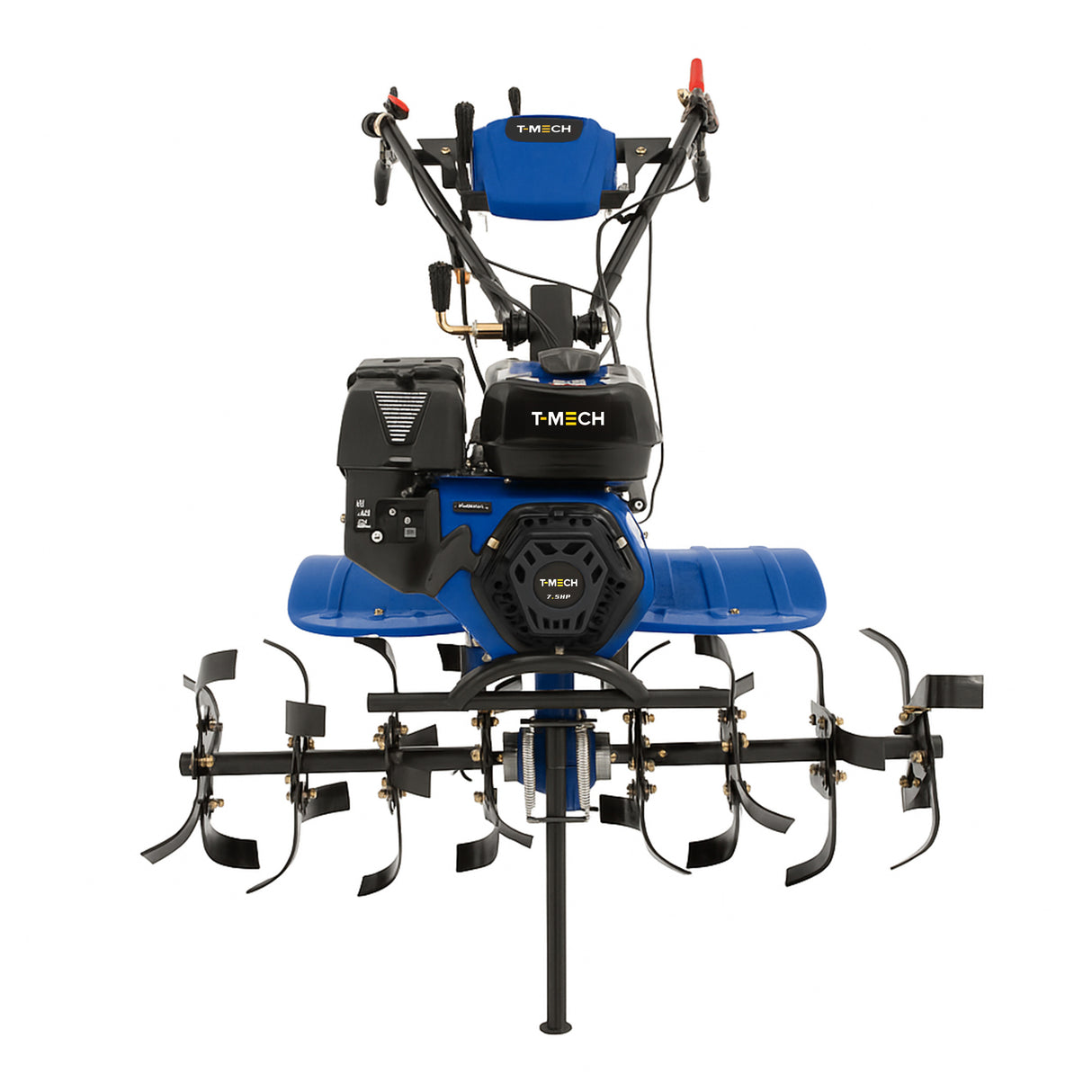 Motozappa a benzina professionale 7,5HP 212cc, con struttura blu e nera, lame affilate e manubrio ergonomico per un uso facile e preciso