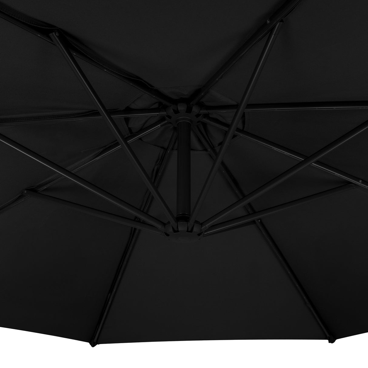 Ombrellone Decentrato 3m Nero con Manovella e Copertura Impermeabile e Decentrato Quadrata – Set 4 Pesi