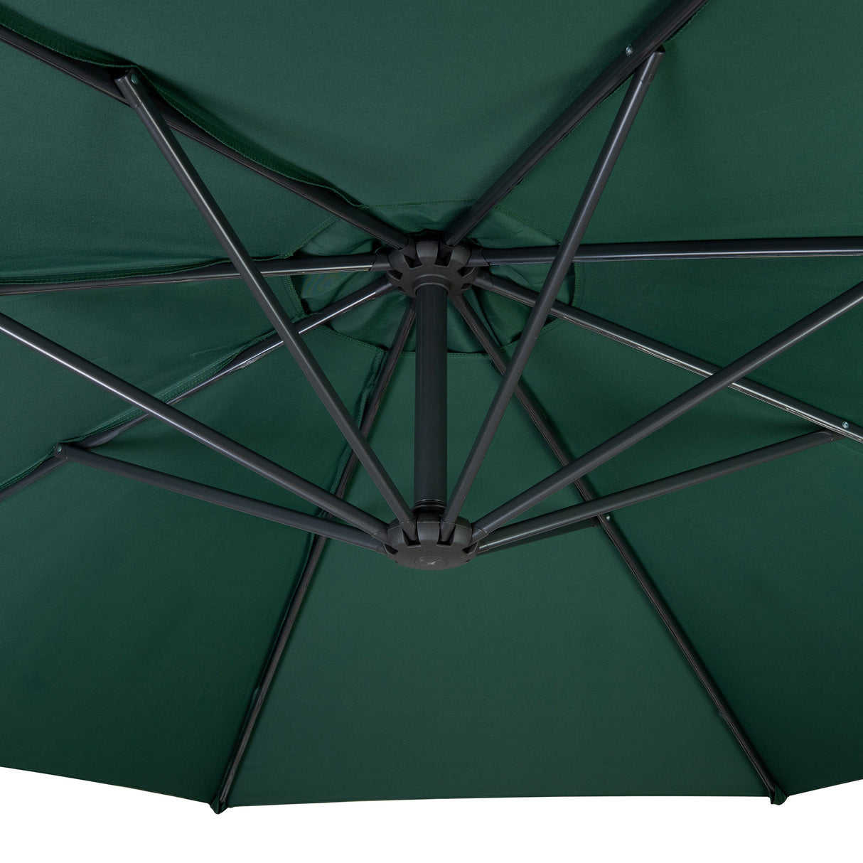 Ombrellone Decentrato 3m Verde con Manovella e Copertura Impermeabile e Decentrato Quadrata – Set 4 Pesi