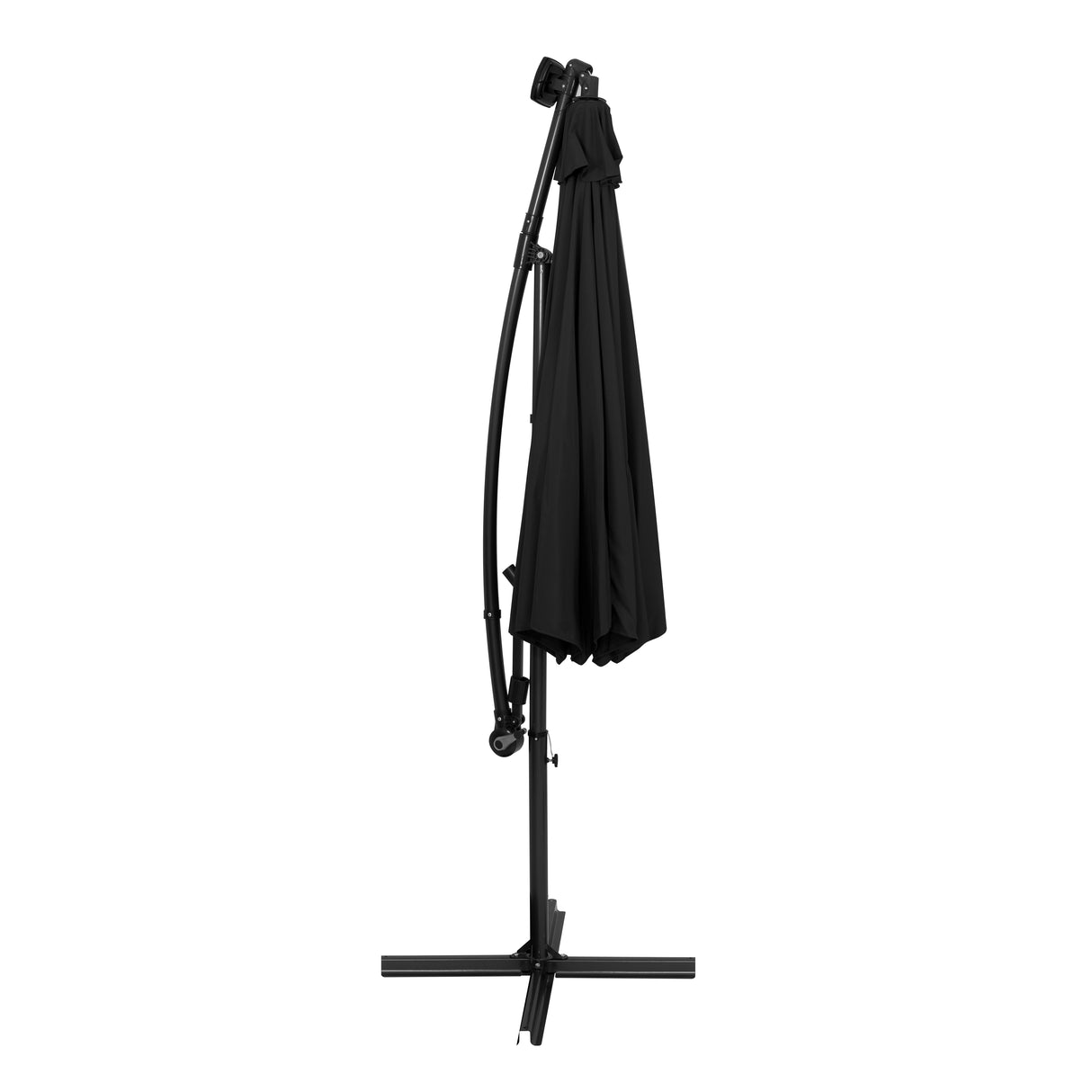 Ombrellone Decentrato LED 3m Nero con Luci Solari