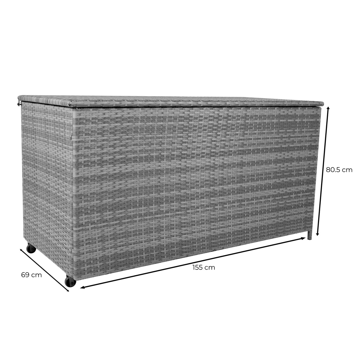 Box Contenitore in Rattan 700L per Cuscini - Grigio