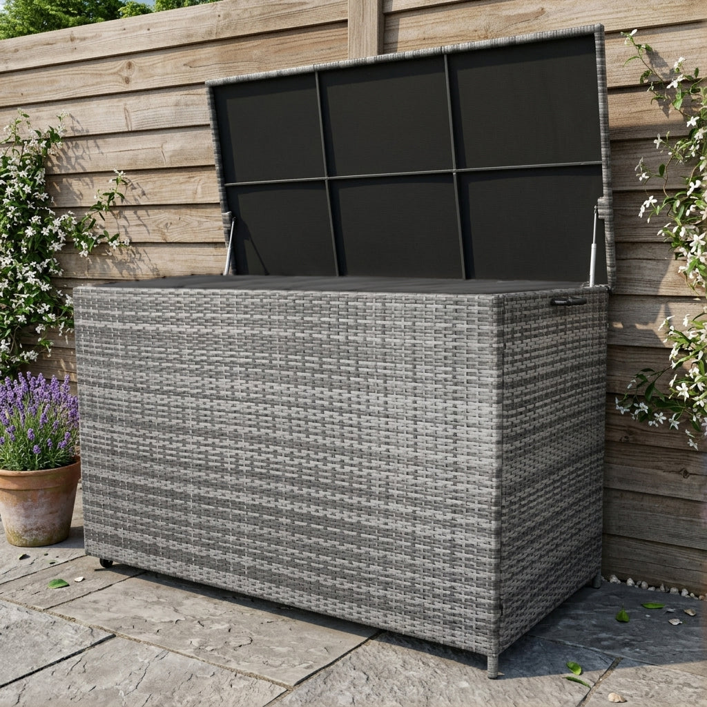 Box Contenitore in Rattan 996L per Cuscini - Grigio