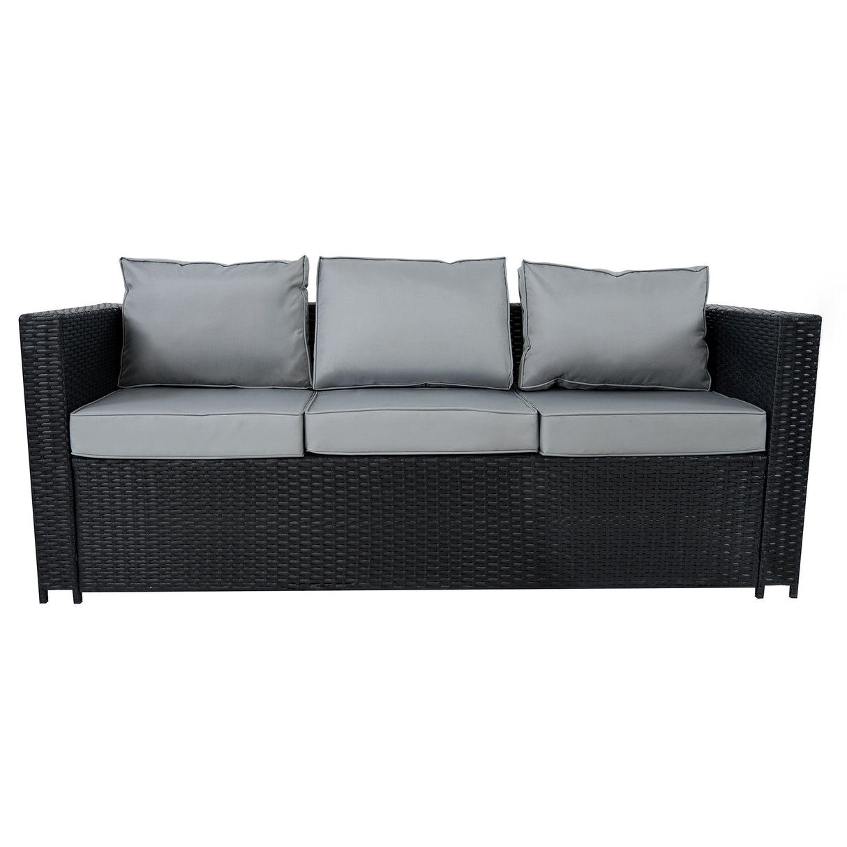 Set Mobili da Giardino in Rattan 8 Posti con Tavolo Firepit – Nero