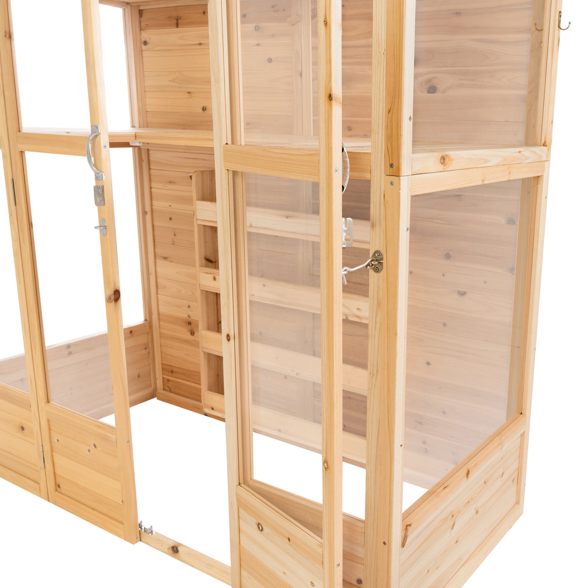 Serra Vittoriana da Giardino in Legno Naturale con Finestre Auto-Ventilate e Ripiani Regolabili
