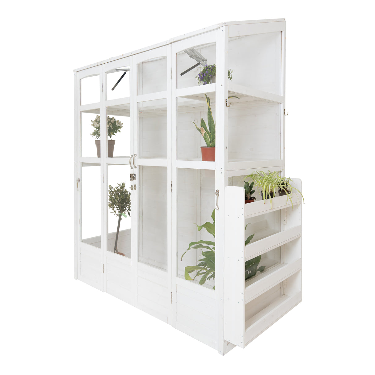 Serra Vittoriana da Giardino in Bianco con Finestre Auto-Ventilate e Ripiani Regolabili
