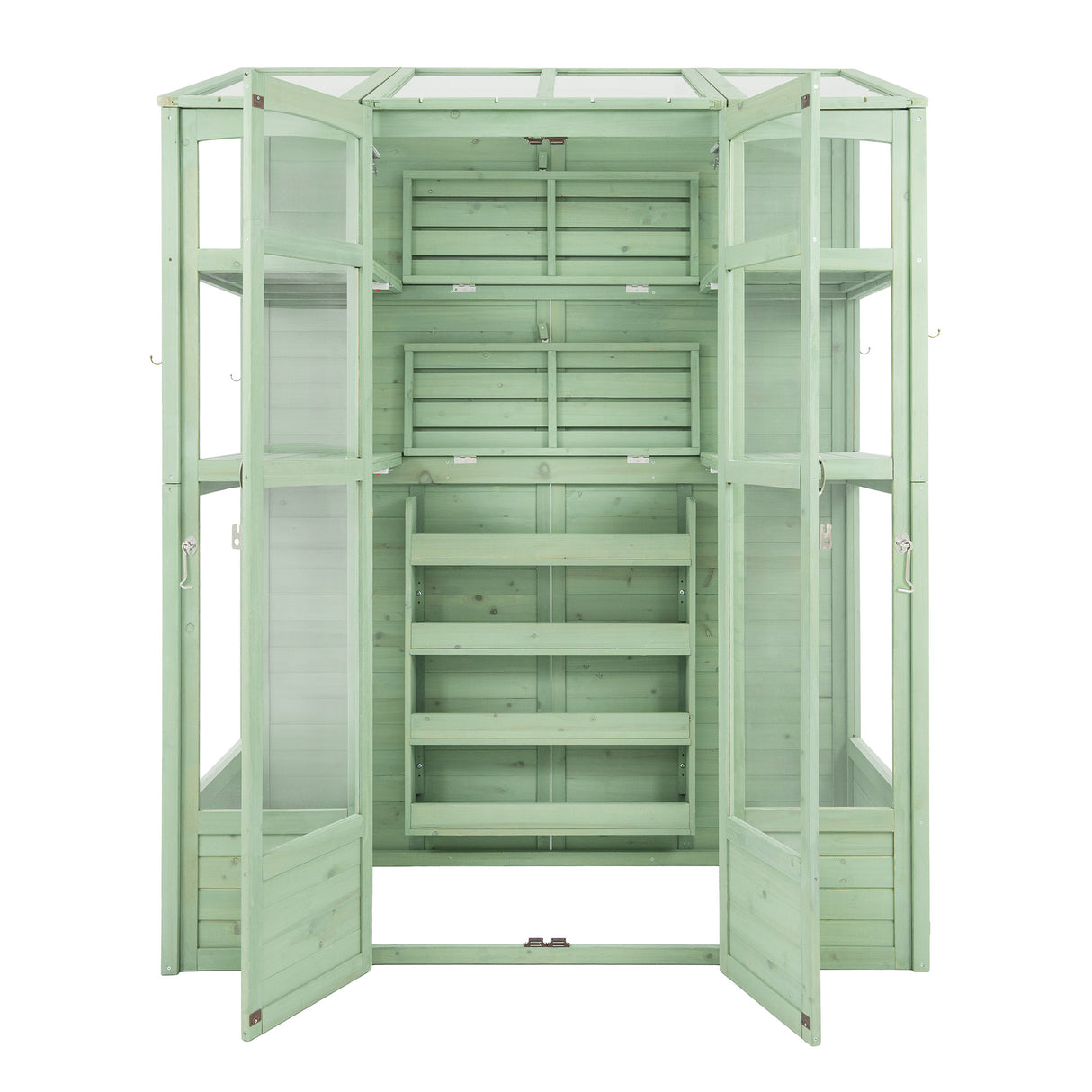 Serra Vittoriana da Giardino in Verde con Finestre Auto-Ventilate e Ripiani Regolabili