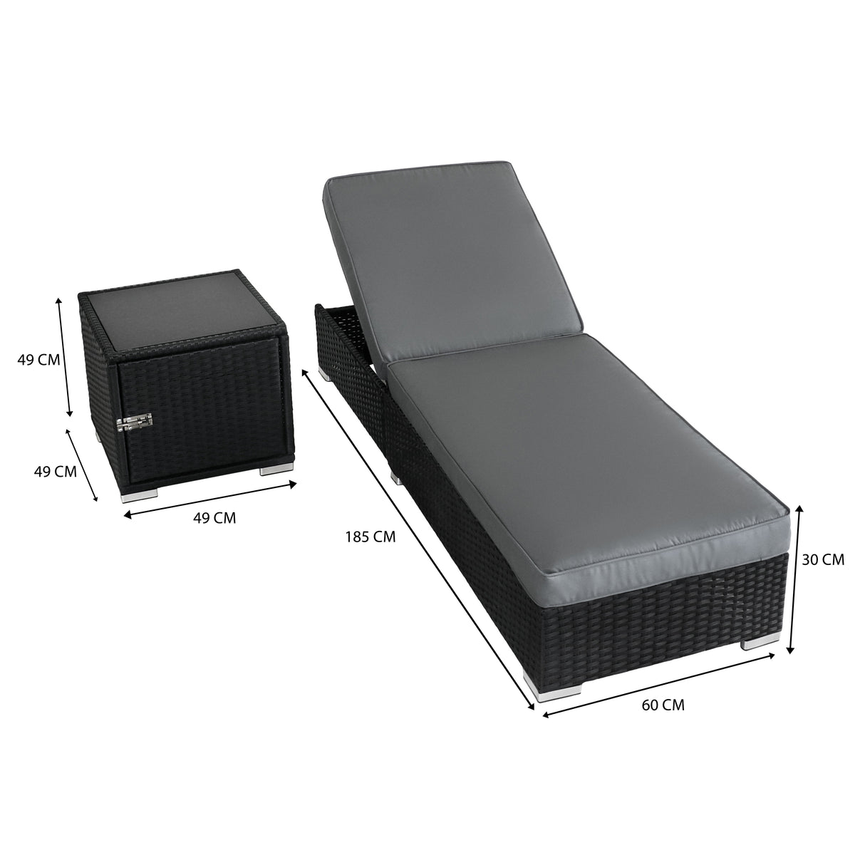 Set Lettini Prendisole in Rattan con Tavolino
