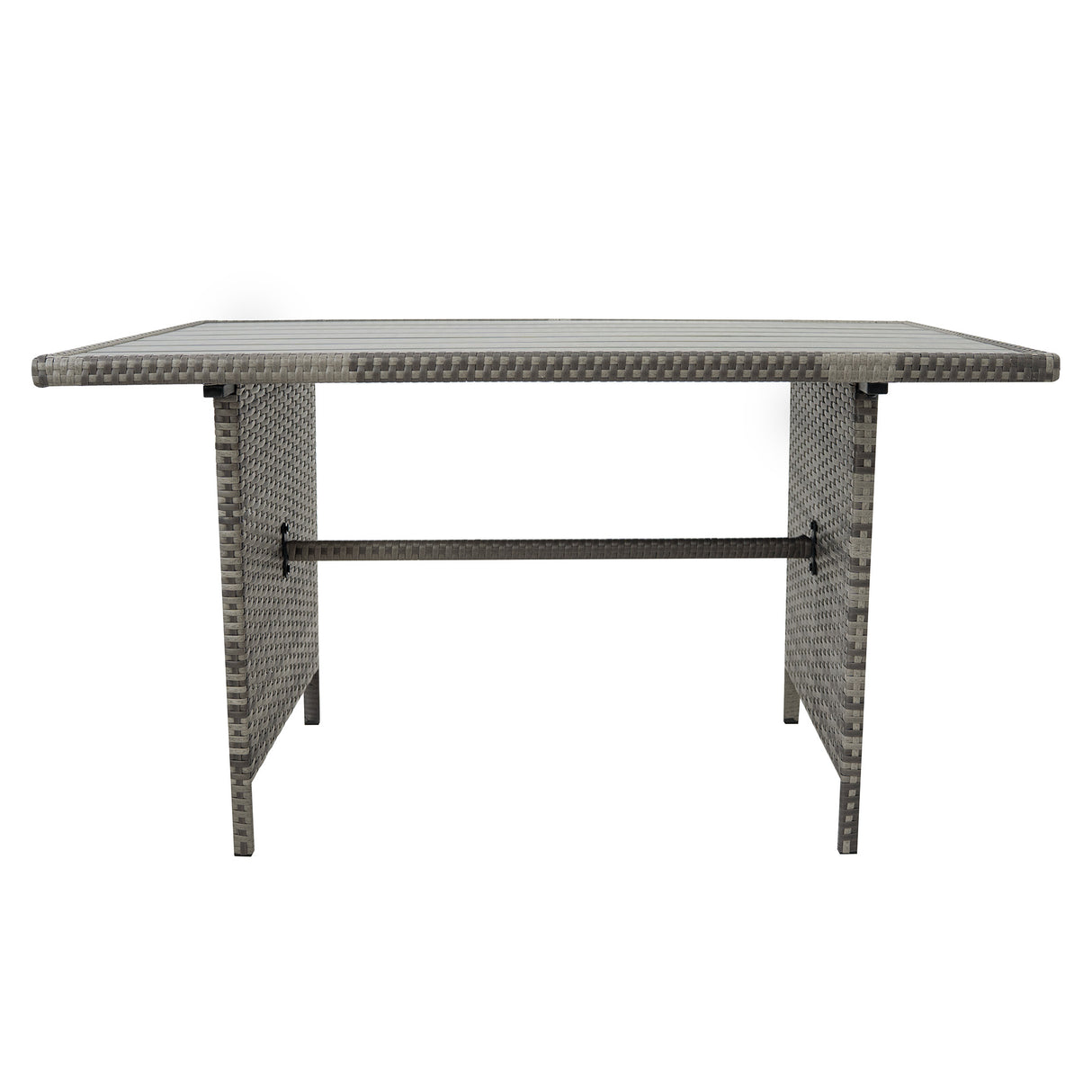 Set Angolare in Rattan 9 Posti con Tavolo in Polywood – Grigio con Cuscini Grigi