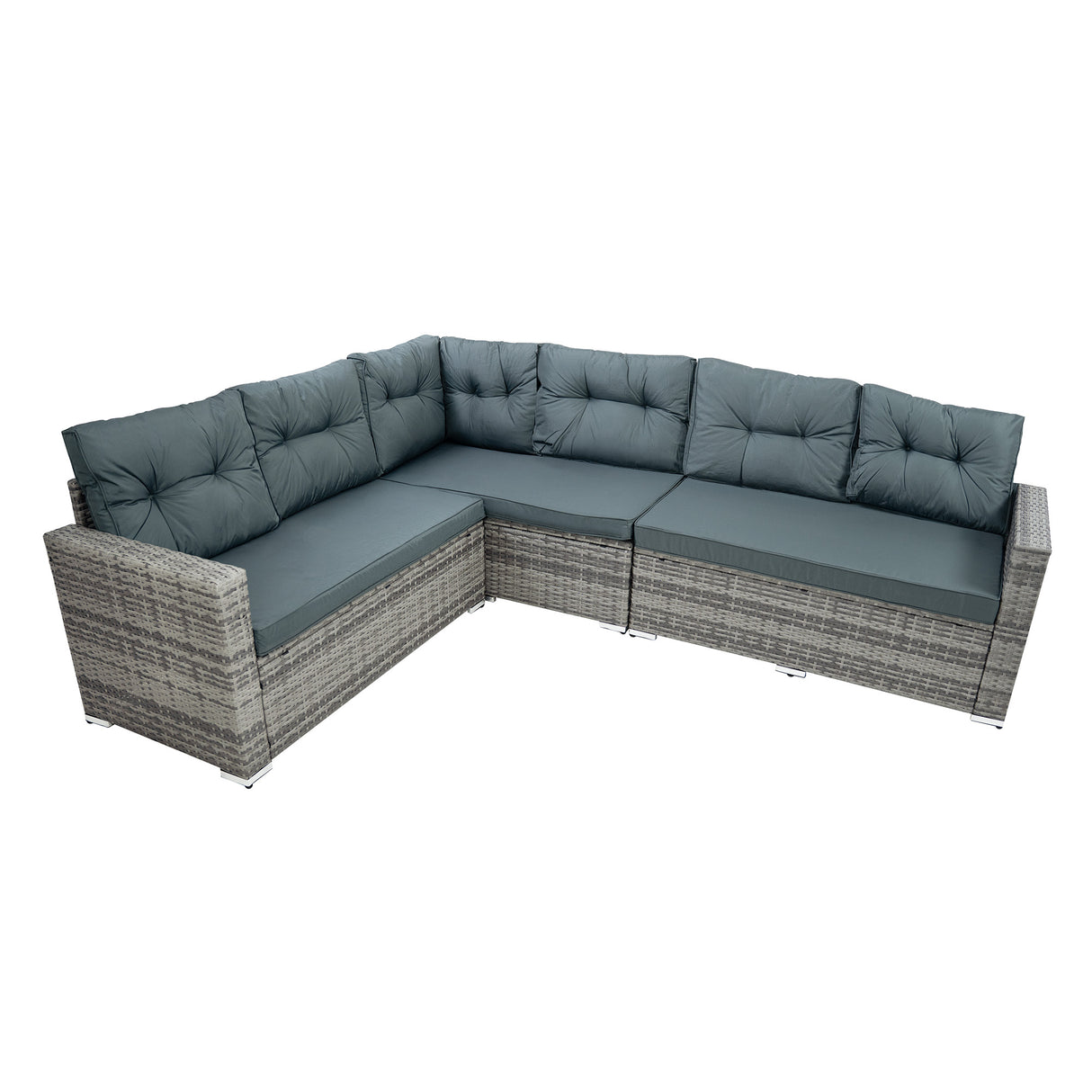 Set Angolare in Rattan 9 Posti con Tavolo in Polywood – Grigio con Cuscini Grigi