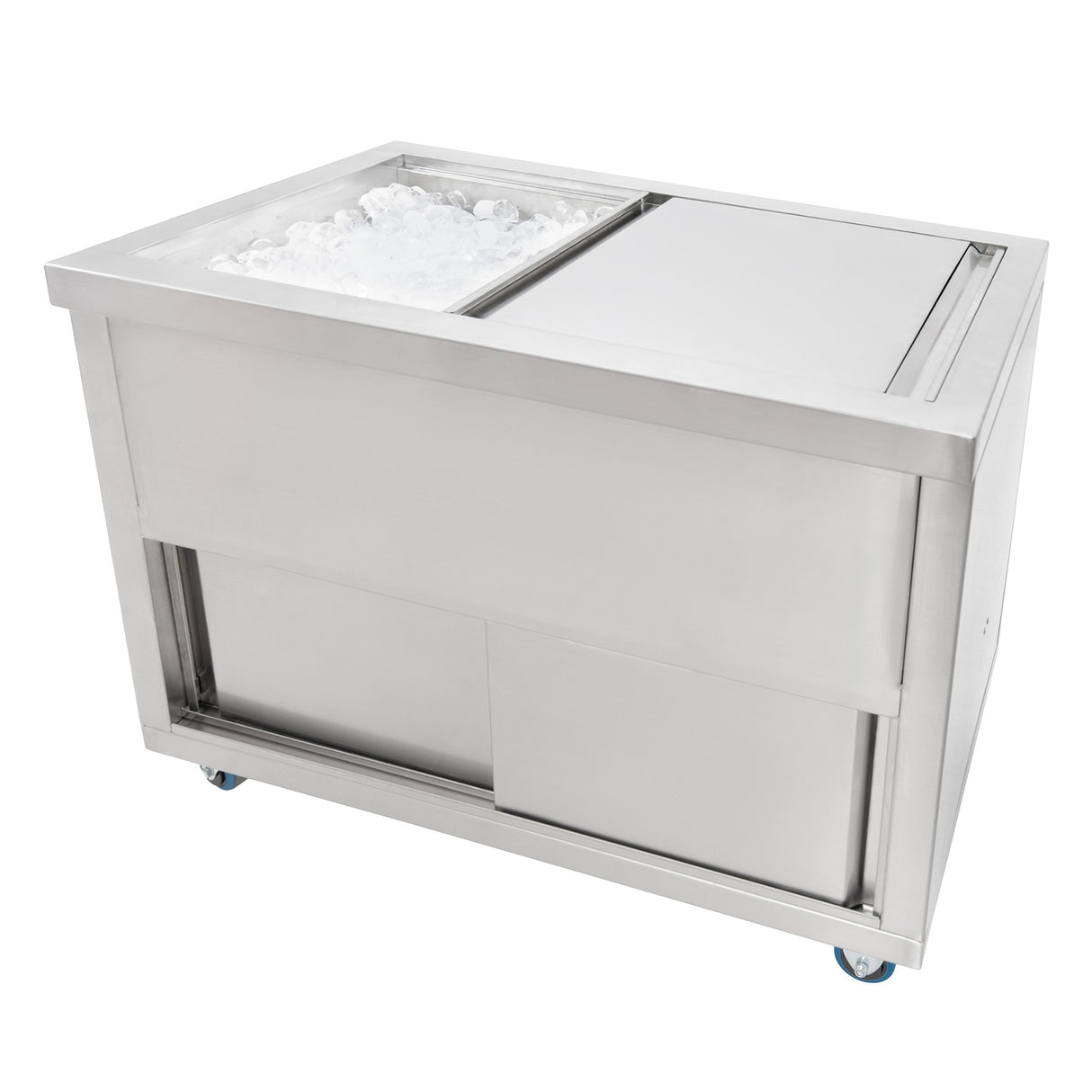 Postazione Bar Cocktail Mobile con Carrello Portaghiaccio 109L