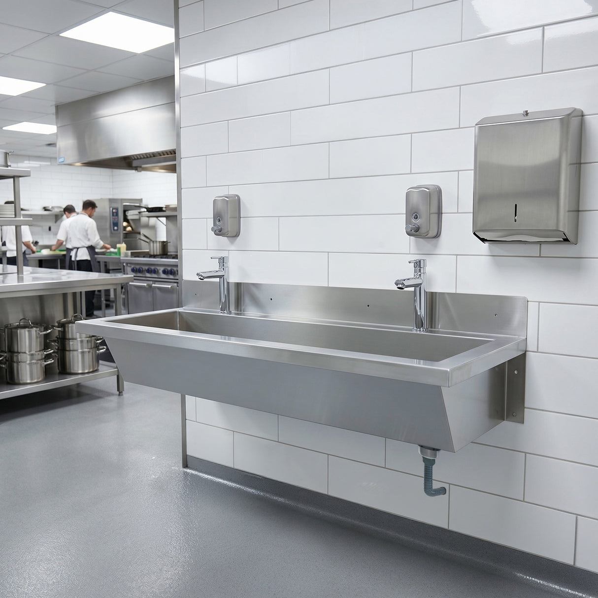 Lavabo in Acciaio Inox 120 cm da Parete