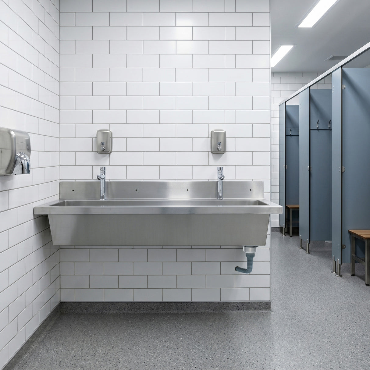 Lavabo in Acciaio Inox 120 cm da Parete