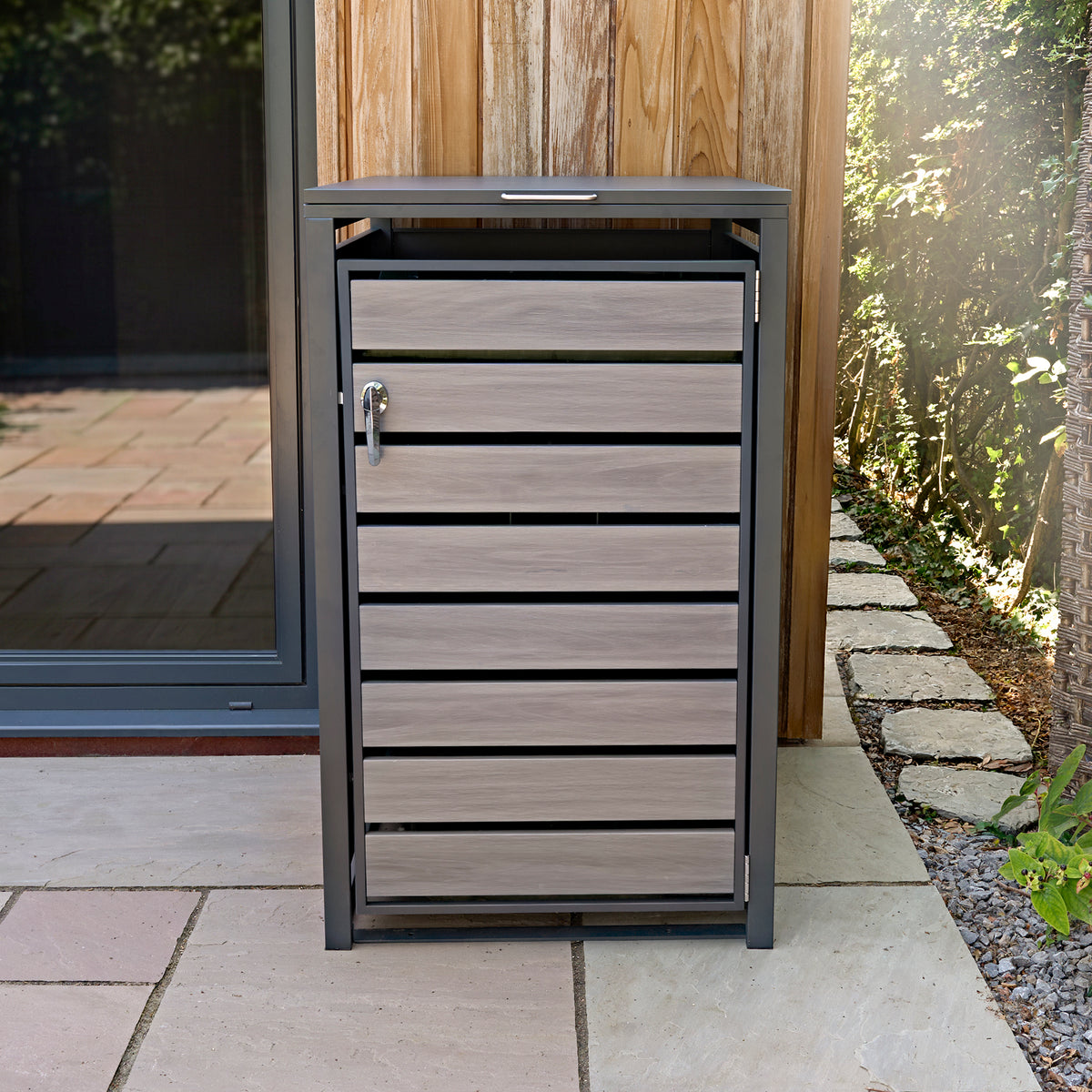 Copribidone Singolo 240 L Acciaio Zincato Antracite Effetto Legno Grigio - view 4