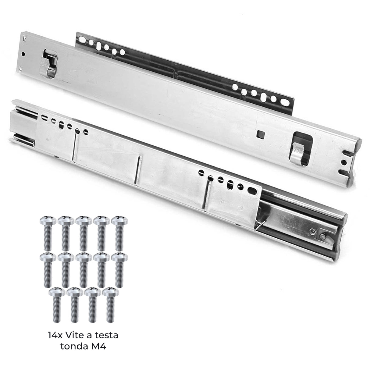 Cestelli estraibili in acciaio inox per cucina, con guide scorrevoli, viti incluse, design elegante e funzionale per spazi ridotti